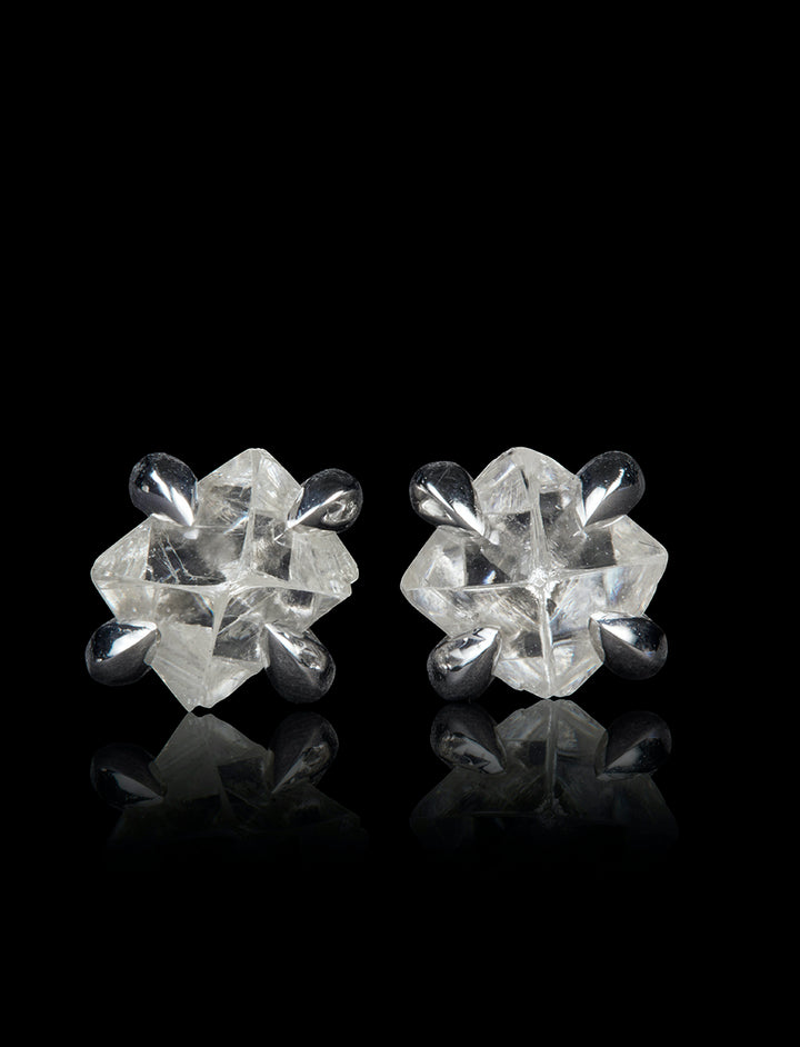 Uncut Octahedron Diamond Earrings – 1.23 ct.