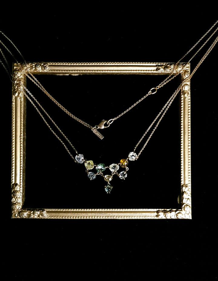 10th Anniversary Rough Diamond Gold Necklace Showpiece – 7.38 ct.