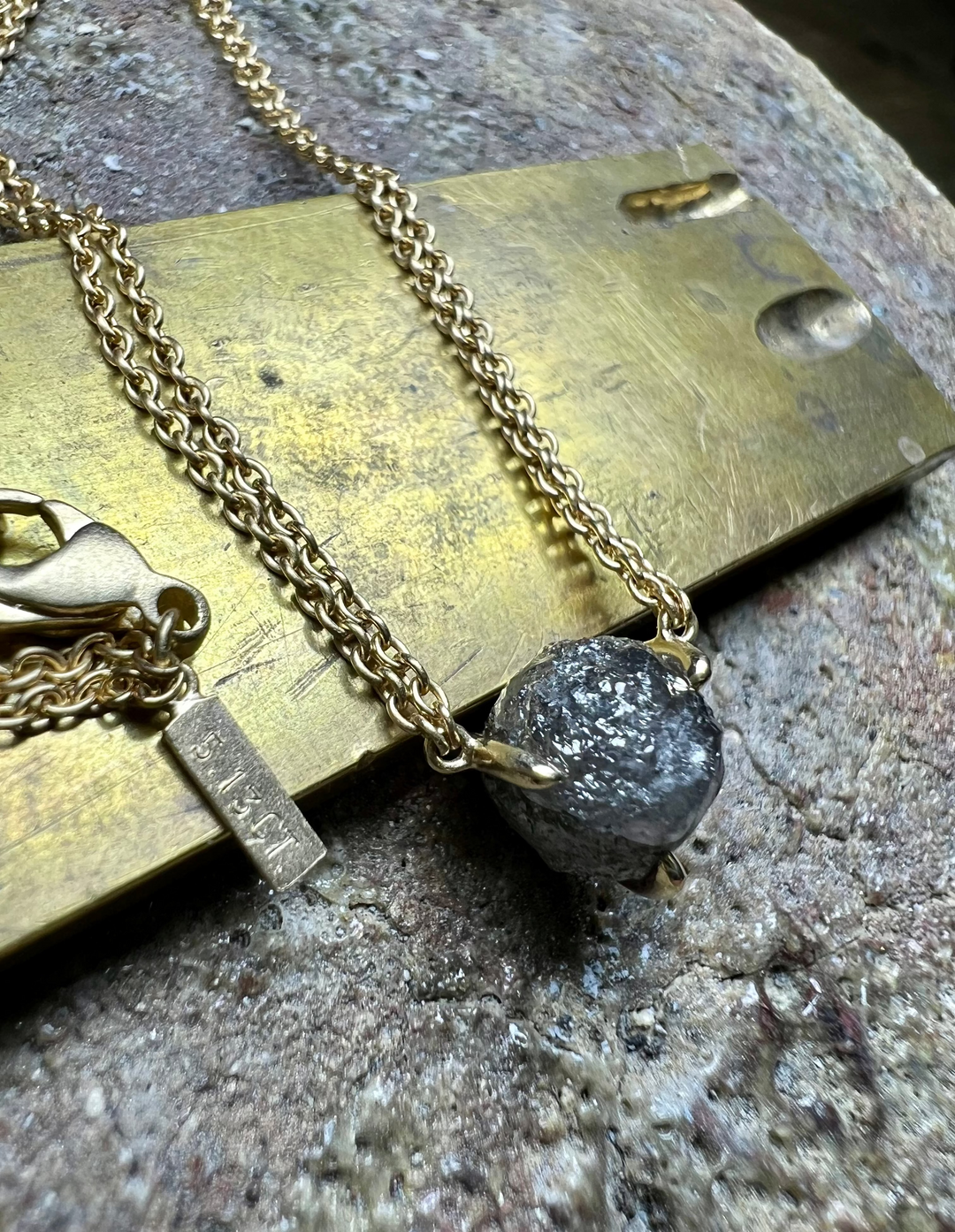 Tanzanian Raw Beauty in Gold Necklace – 5.13 ct.