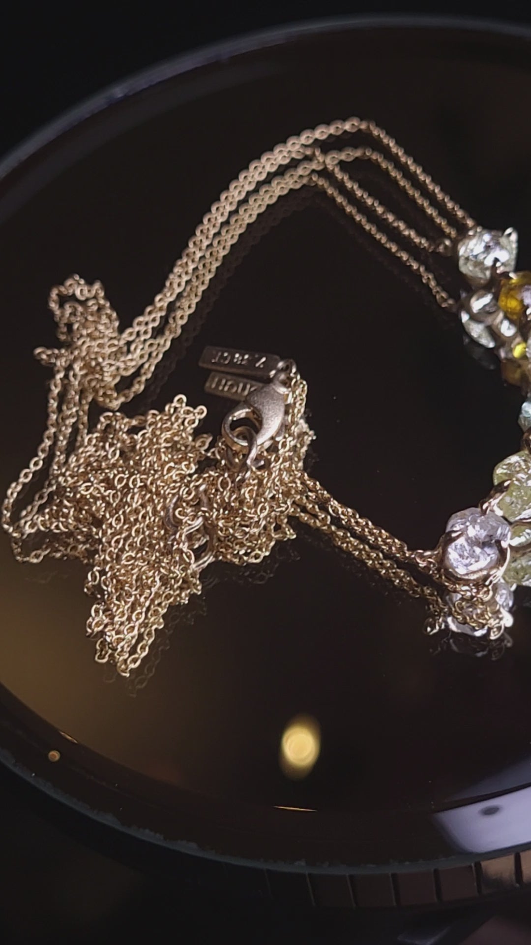 10th Anniversary Rough Diamond Gold Necklace Showpiece – 7.38 ct.