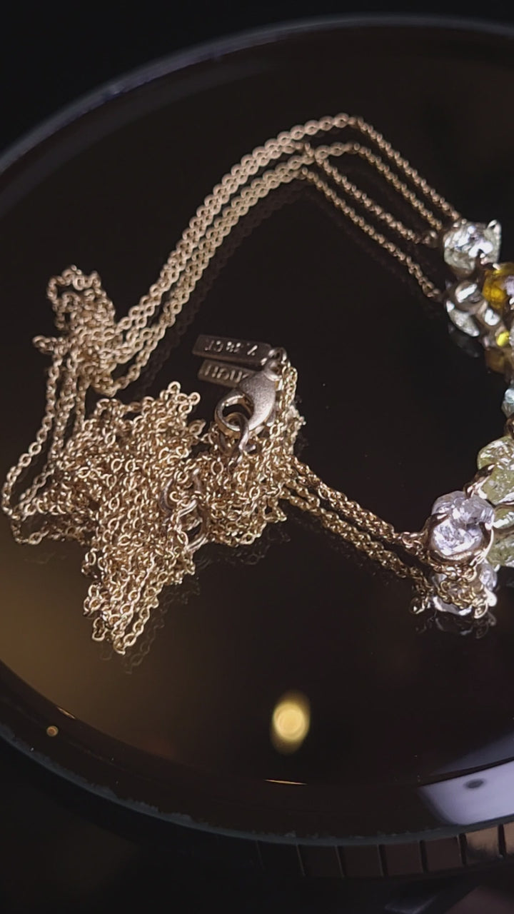 10th Anniversary Rough Diamond Gold Necklace Showpiece – 7.38 ct.